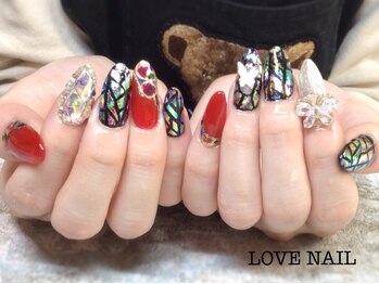 ラブネイル(LOVE NAIL)/クリスマスステンドグラスネイル