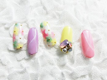 ネイリシャス(NAILICIOUS)/パステルフラワーネイル