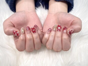 イマージュ(image)/チェック＆リボンネイル☆SAYAKA