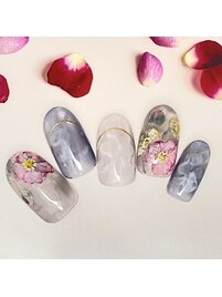 手描きフラワーインクネイル