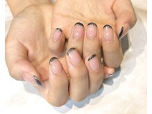 ルヒアネイル イオン戸畑ショッピングセンター店(Ruhia Nail)/黒ラメフレンチネイル