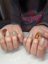 アクアマリン(AQUAMARINE)/定額ネイル/秋ネイル/鼈甲ネイル