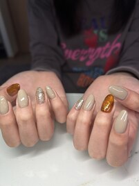 定額ネイル/秋ネイル/鼈甲ネイル