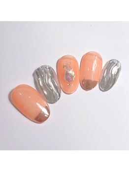 エトワール 大垣店(Etoile)/オレンジミラーネイル