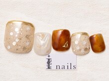 アイネイルズ 池袋店(I-nails)/オレンジブラウンフットネイル