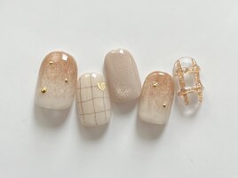 モヘア×チェックネイル