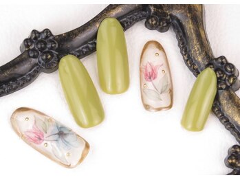 秋冬の押し花★ピスタチオカラー