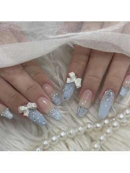 リンドネイル バイ モカ アンド ララ(Lind nail by moca and LaLa)/水色ネイル