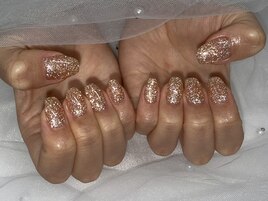 オレンジ系フラッシュネイル