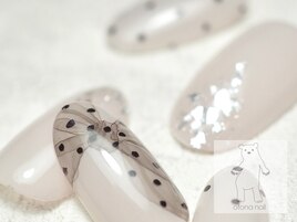 シフォンリボンドットネイル