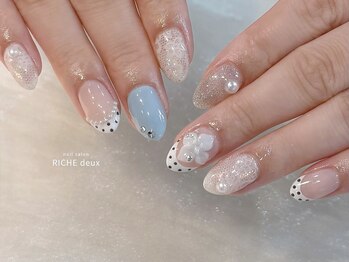 パール×レースのうるつやネイル