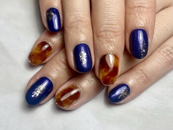 ジェムネイル(Jem Nail)/ネイビー×べっこう