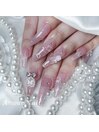 ピンク×ロングネイル