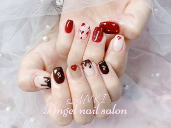 エンジェルネイルサロン(Angel nail salon)/ぷっくりチョコXボルドーハート