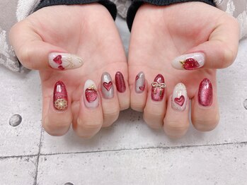 ネイル ビューティーマジック 葛西本店/マグネットいちごネイル