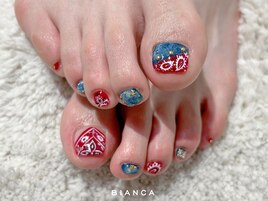 バンダナ柄のフットネイル☆