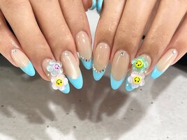 フレンチ×お花パーツ