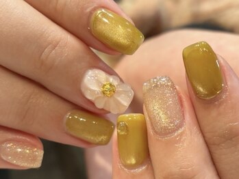 レトネイル レトネイル 大阪梅田(reto nail)/春/ぷっくりフラワー/マグネット