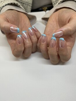 フレンチ、ミラーネイル