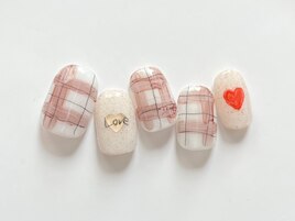 ハート×チェックネイル