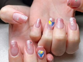 グラデーション　ハートネイル