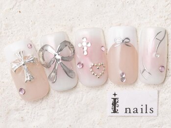 アイネイルズ 新宿店(I nails)/y2kぷっくりリボンクロム10480円