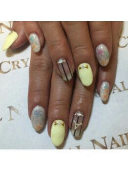 クリスタルネイル ボンベルタ橘店(CRYSTAL NAIL)/ワンカラー×アートネイル
