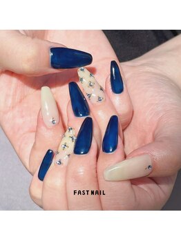 ファストネイル ららぽーと門真店(FAST NAIL)/ヴィンテージ/ビジュー/ネイビー