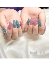 ヒールネイル(heal nail)/スカルプ pink×blueラメ