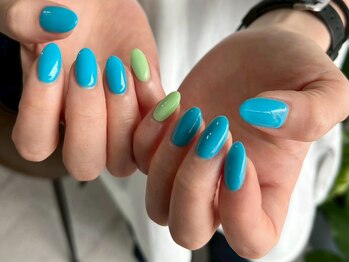 ワンカラー/ブルー/夏ネイル