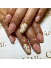 クリスタルネイル ボンベルタ橘店(CRYSTAL NAIL)/ワンカラー×アートネイル