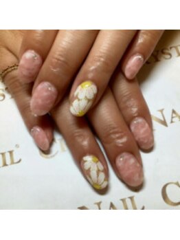 クリスタルネイル ボンベルタ橘店(CRYSTAL NAIL)/ワンカラー×アートネイル