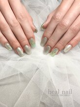 ヒールネイル(heal nail)/magnetグリーン×ラメグリーン.