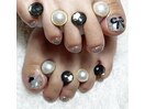 リボン×ハートのフットネイル