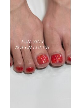 ネイルサイン ラフラフ(NAIL SIGN ROUGH LOUGH)/燃える赤、men'sフット