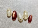ボルドーチェックネイル　¥9500