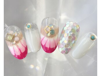 ラリュールネイル(L'Allure nail)/ピーコックフレンチネイル￥8200
