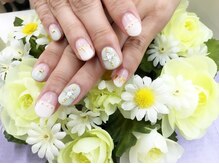 プルミエ ネイル(Premier Nail)/アンニュイなグリーン＆ホワイト