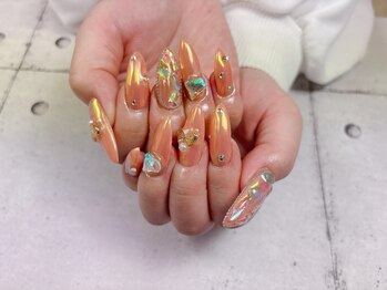 ネイル ビューティーマジック 葛西本店/オレンジオーロラネイル