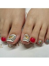 クリスタルネイル ボンベルタ橘店(CRYSTAL NAIL)/フットワンカラー×アートネイル