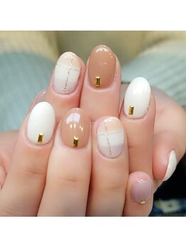 ルクール(Le Coeur)/ふんわりチェックネイル