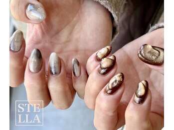 ステラ 川口店(Stella)の写真/色味,デザインを工夫してお洒落度◎ぷっくりアート,左右対称ネイル等も対応可!ミラー,マグネットも有り♪
