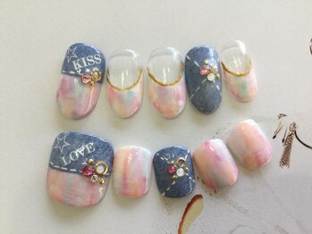 ネイルヴィーナス(NailVenus)/デニムアートとタイダイ柄