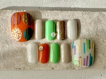 カラ ネイル 中津店(calla nail)/和紙柄・アシンメトリーフット