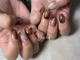 秋ネイル　ブラウンネイル