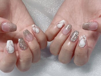 ひまりネイル(ひまりnail)/砂ジェル大理石 ニュアンス