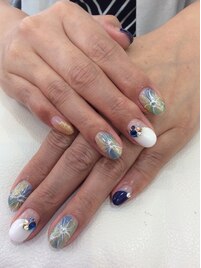 夏×お花ネイル