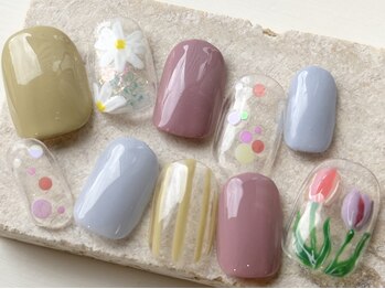 カラ ネイル 中津店(calla nail)の写真/【唯一無二のゆるかわ手書きネイル★】持ち込みOK!愛犬ネイル、落書きネイル、季節感×ほっこりアート多数!