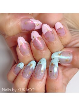リグネイルスタジオ(Lig nail studio)/キラキラ星のミラーネイル