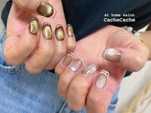 カシュカシュ(Cache Cache)/クリアフレンチマグネットネイル